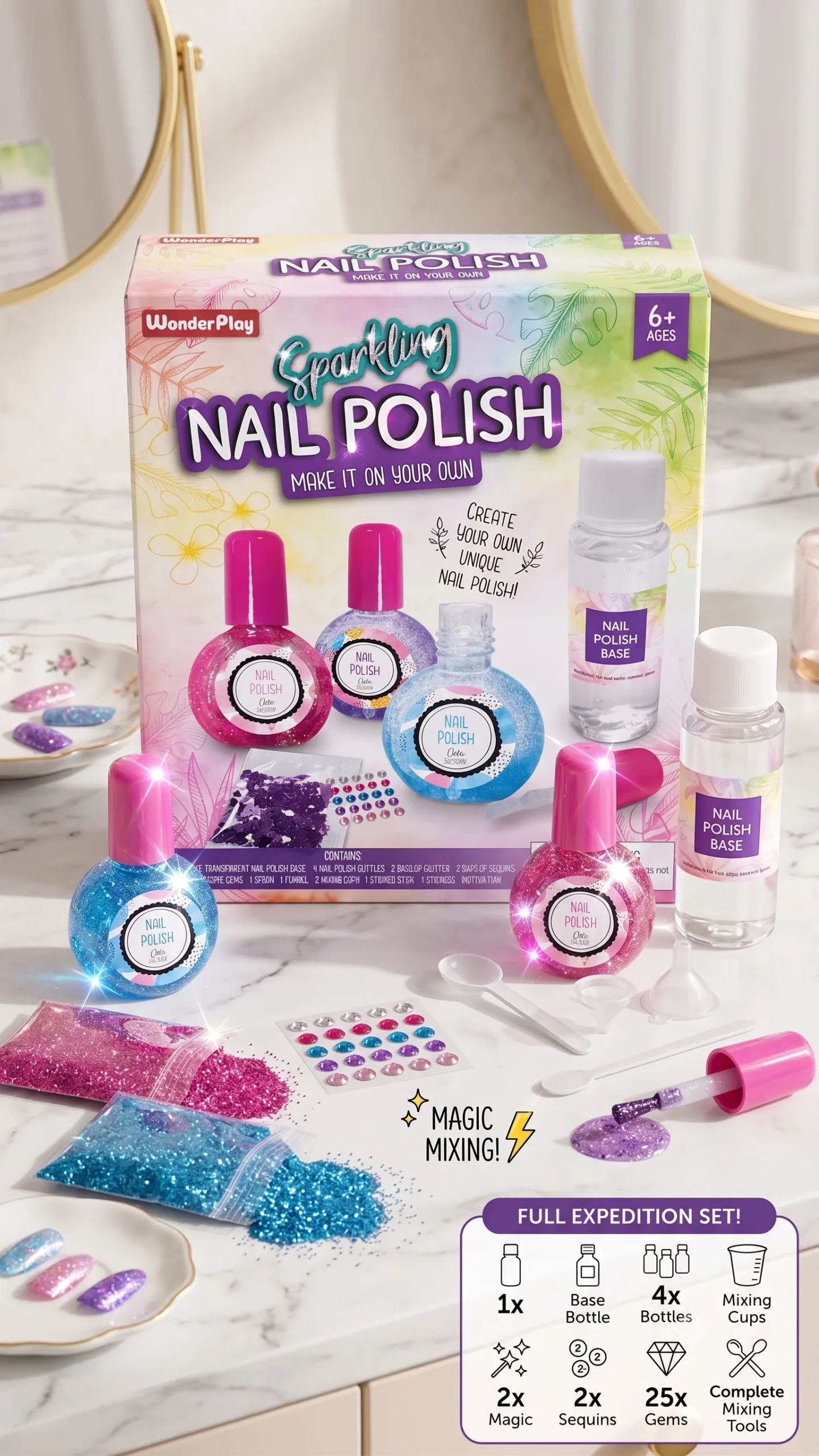 WonderPlay Sparkling Nail Polish – Make It On Your Own Kit - Image 2