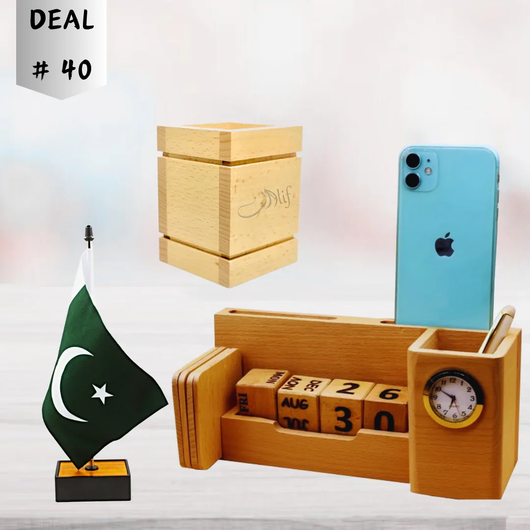 Wooden Office Desk Accessories Set Deal