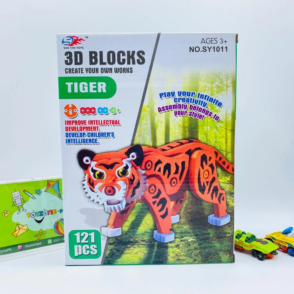 121 Pieces 3D Tiger Puzzle Blocks - Image 2