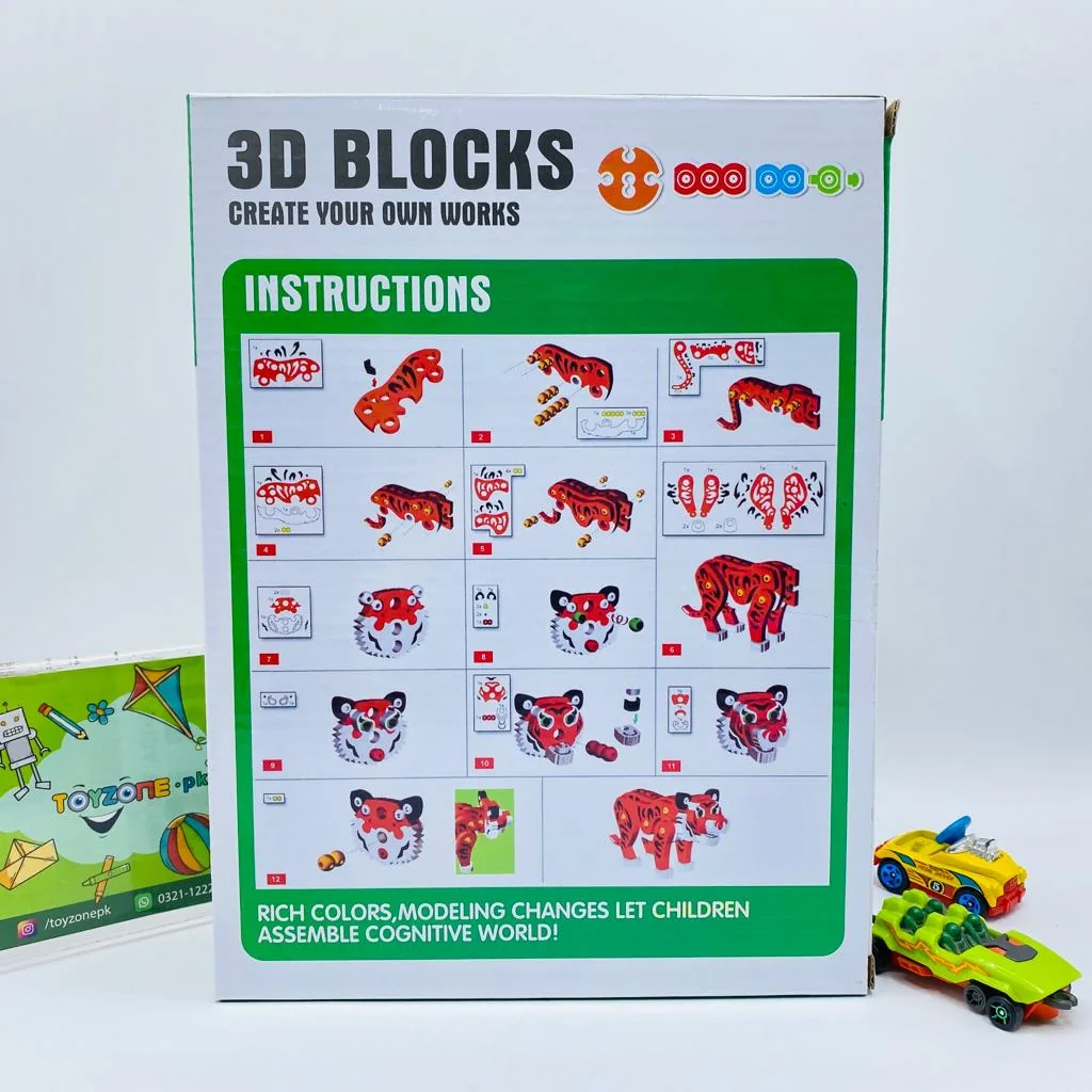 121 Pieces 3D Tiger Puzzle Blocks - Image 3