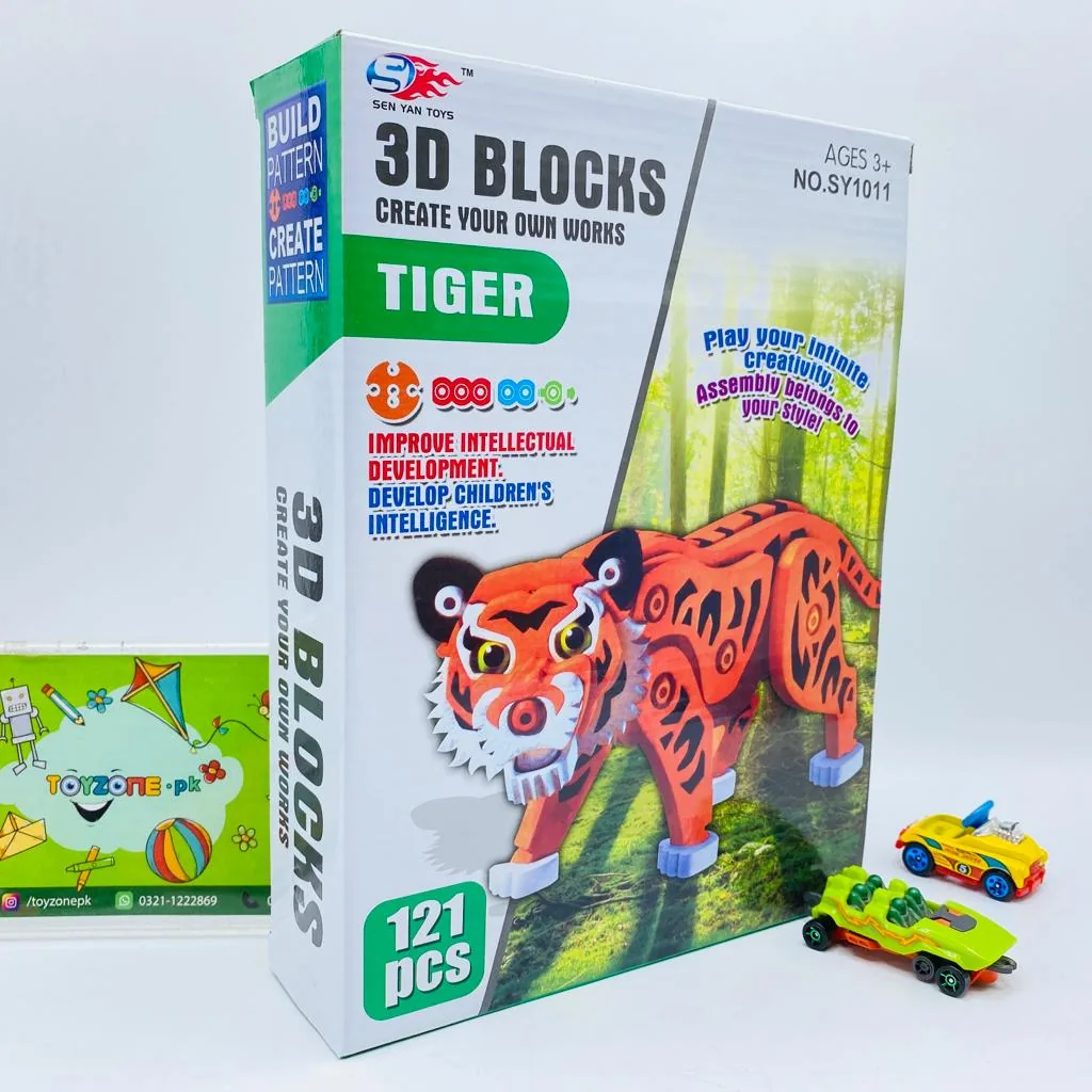 121 Pieces 3D Tiger Puzzle Blocks - Image 6