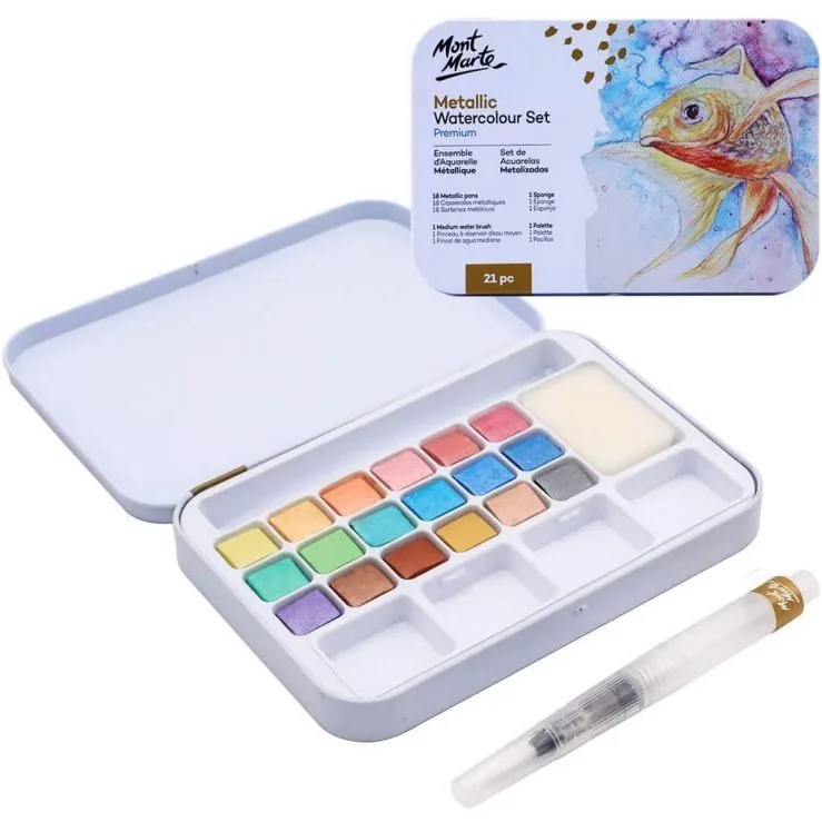 21 Pcs Mont Marte Metallic Watercolor Set - Image 2