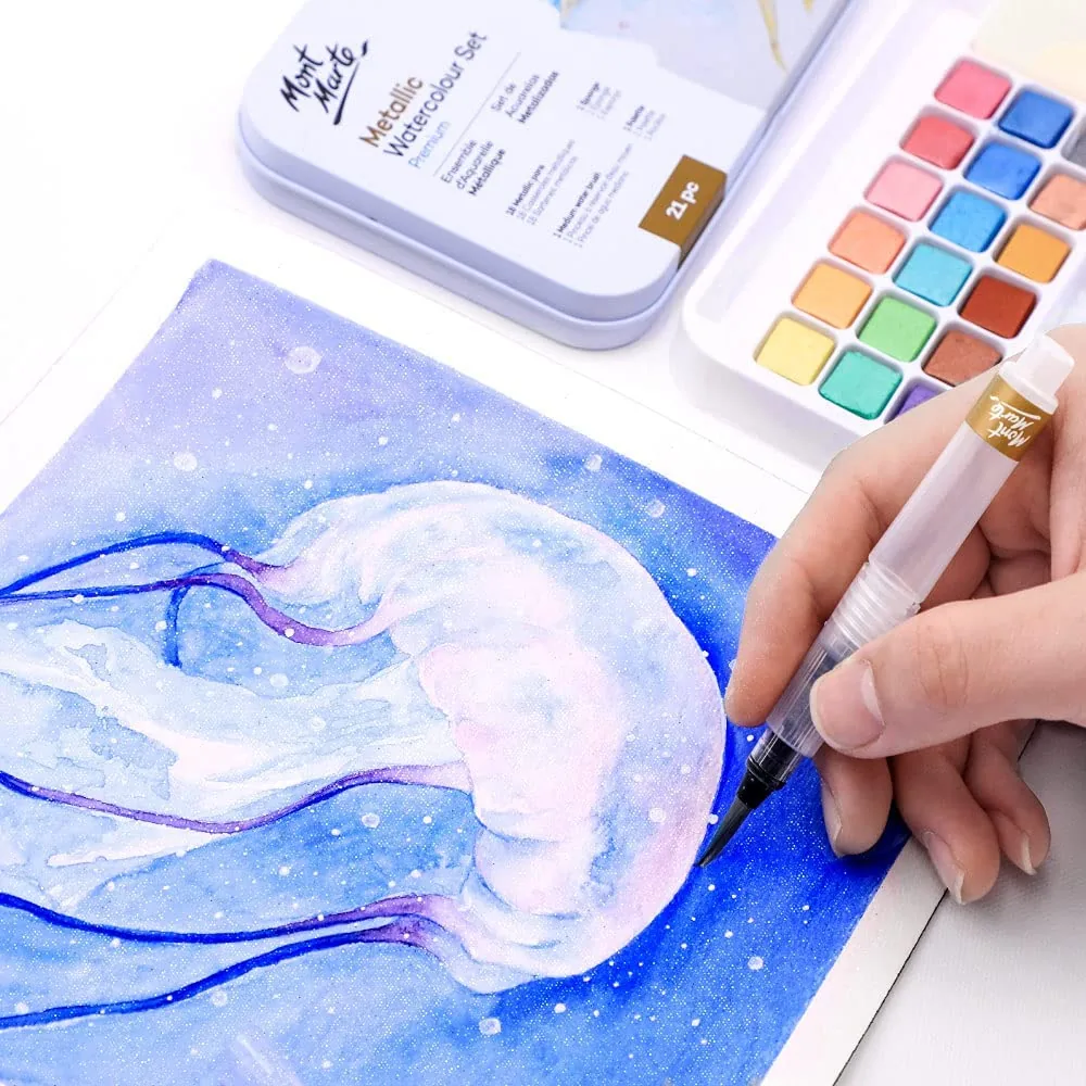 21 Pcs Mont Marte Metallic Watercolor Set - Image 4