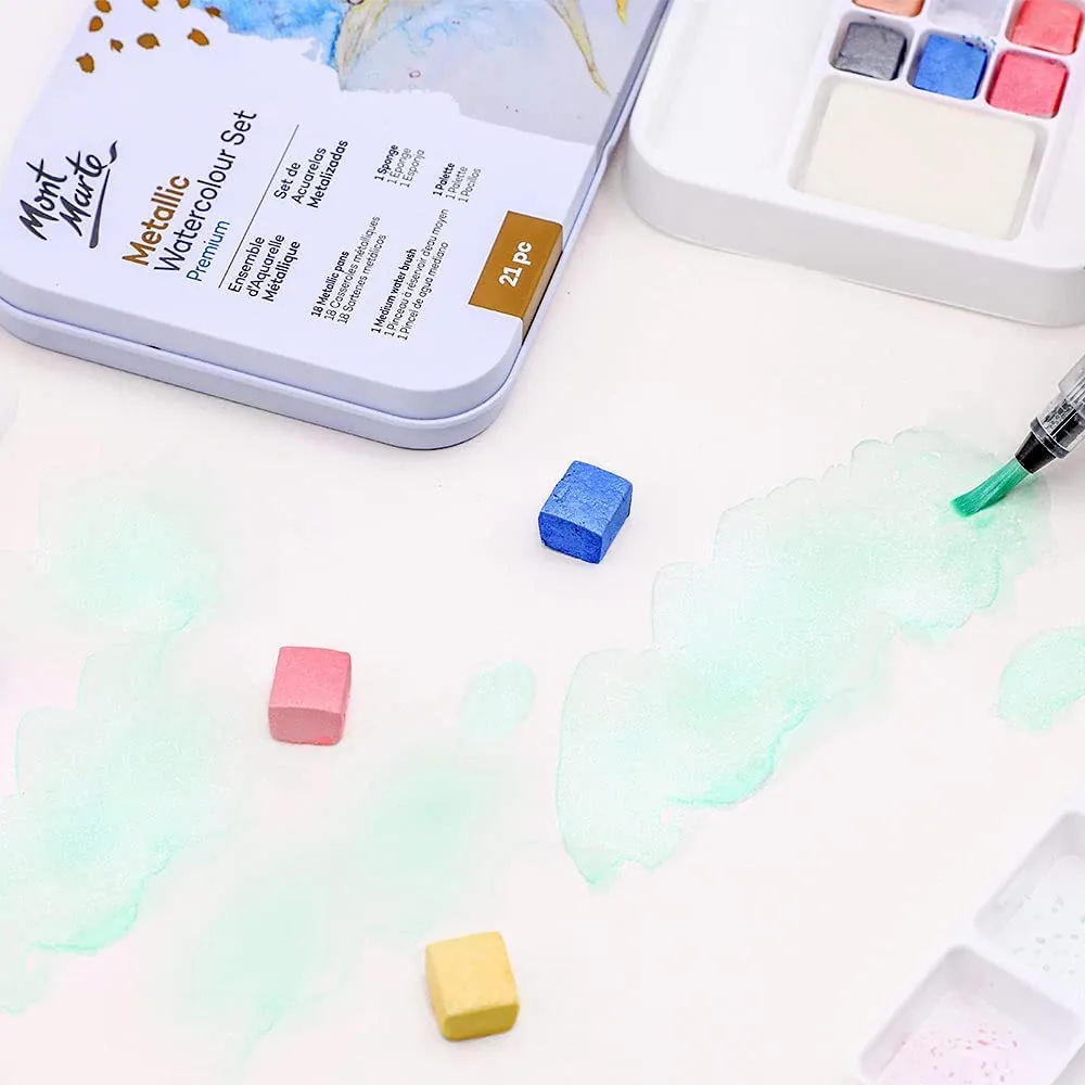 21 Pcs Mont Marte Metallic Watercolor Set - Image 5