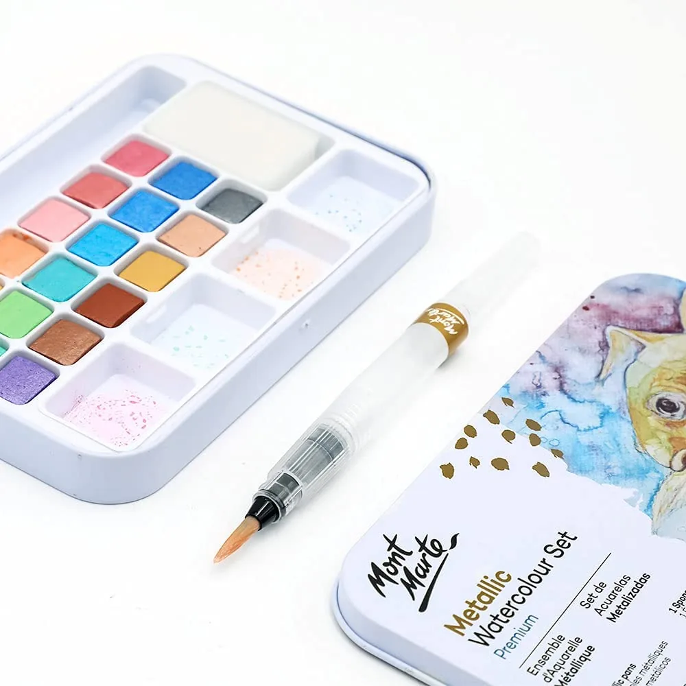 21 Pcs Mont Marte Metallic Watercolor Set - Image 6