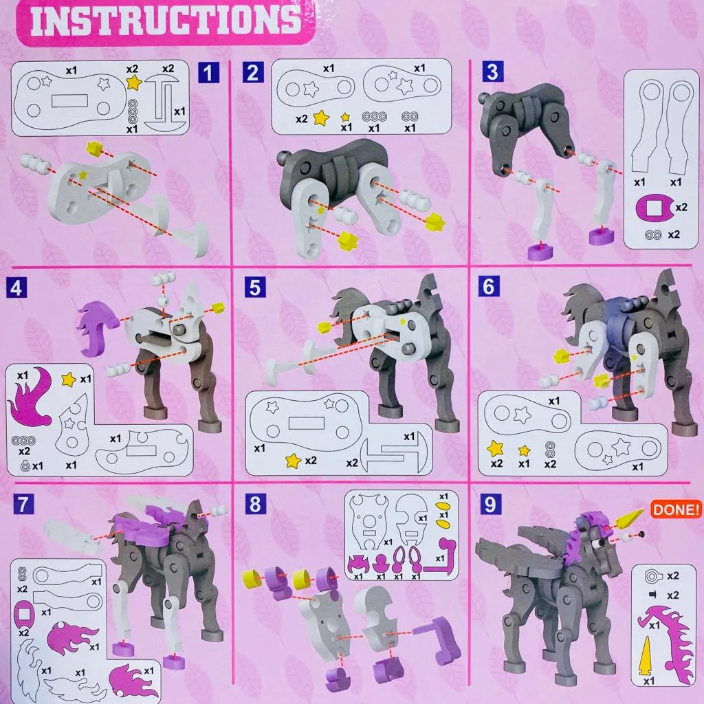 66 Pieces 3D Unicorn Puzzle Blocks - Image 2