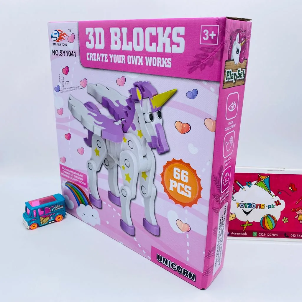 66 Pieces 3D Unicorn Puzzle Blocks - Image 6