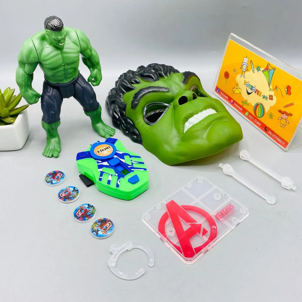 Disk Shooter With Hulk Figure And Light Mask