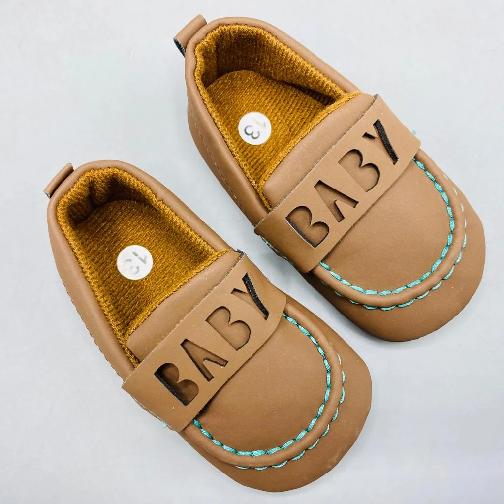 Flat Baby Shoes in Coffee Color - Image 3