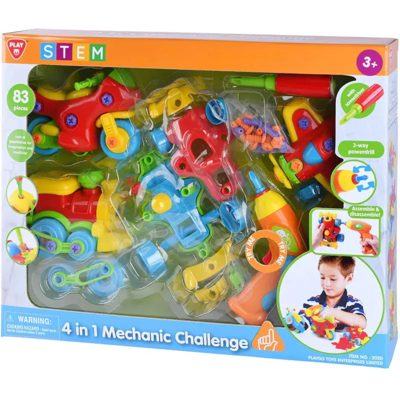 PlayGo 4 in 1 Mechanic Challenge Playset For Kids