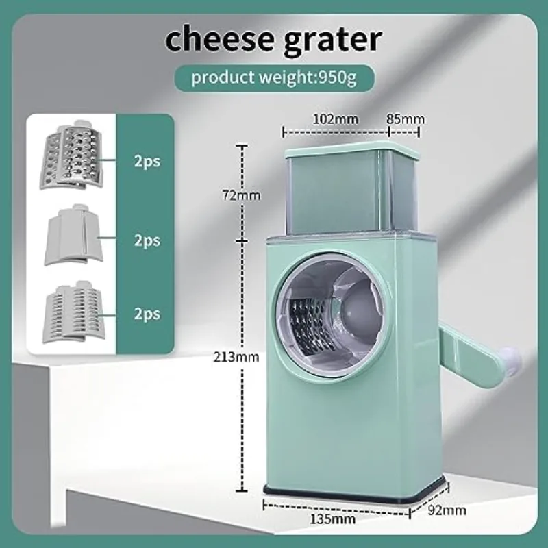 Rotary Cheese Grater 4 in 1 Multifunctional Vegetable Slicer - Image 3