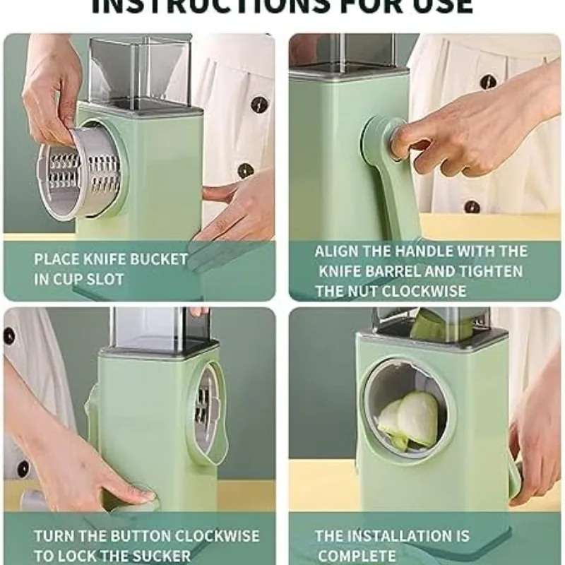 Rotary Cheese Grater 4 in 1 Multifunctional Vegetable Slicer - Image 4